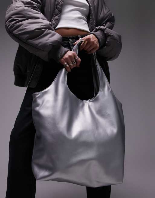 Topshop – Troy – Srebrna torba typu tote