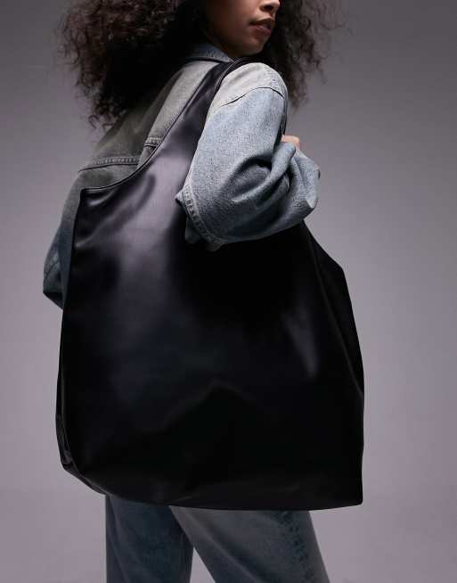 Topshop - Troy - Tote tas met laag rond handvat in zwart