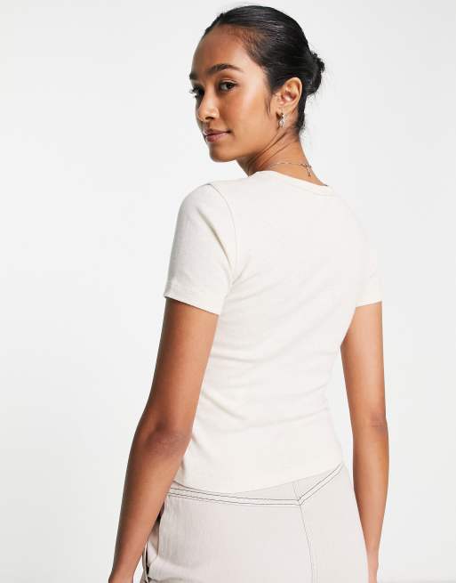 Topshop – Trust Your Heart – Beige, kort T-shirt, 4 av 4