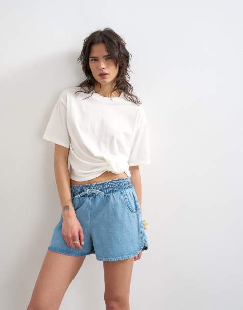 Topshop tuck hem boxy tee in ivory - view 1