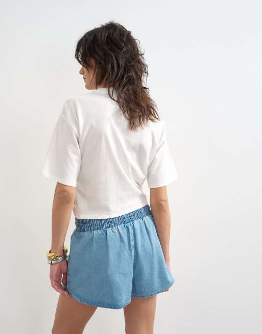 Topshop tuck hem boxy tee in ivory, 3 of 4