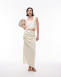 [Topshop] Topshop tuck side column midi skirt in buttermilk (part of a set)-White 4 Buttermilk