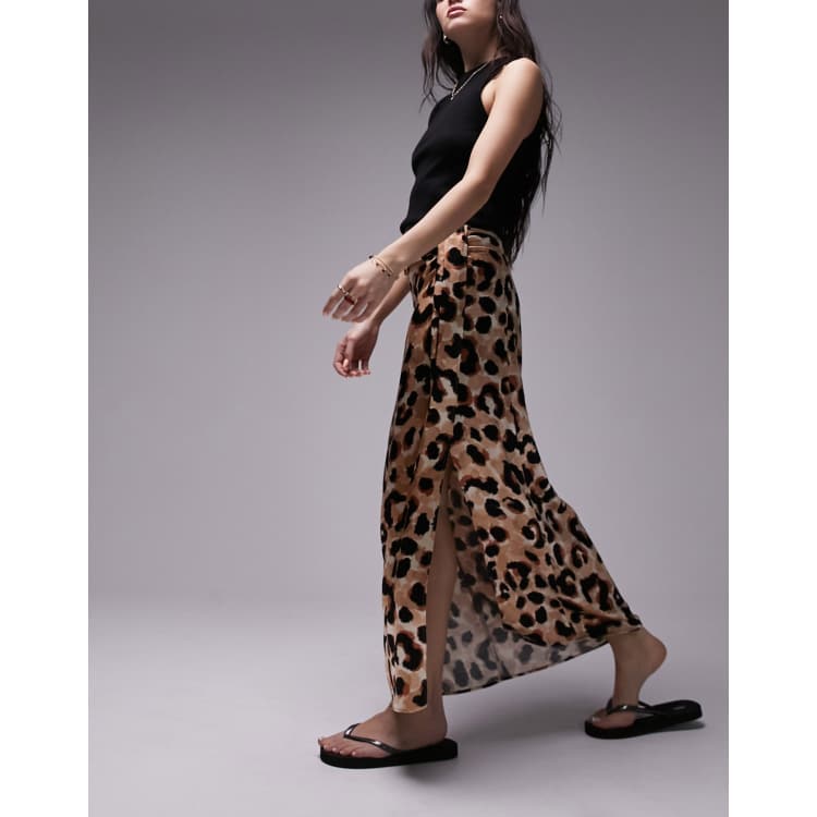 Topshop leopard print denim 2024 skirt