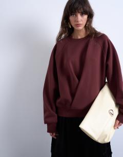 Tuck waist sweatshirt in chocolate