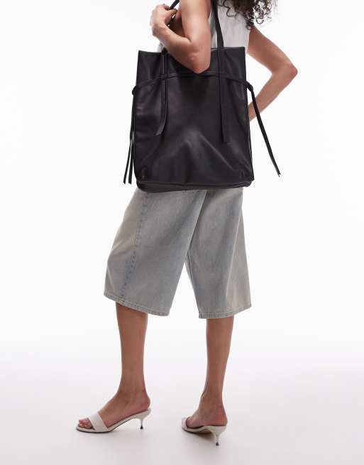 Topshop – Tucker – Czarna torba typu tote z paskiem, 3 z 4