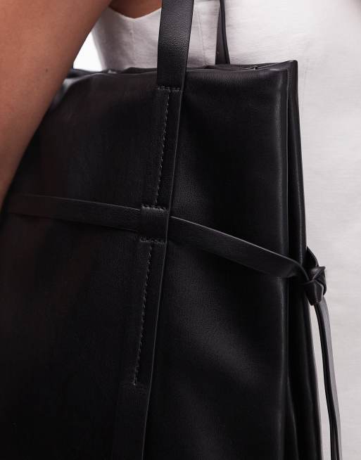 Topshop – Tucker – Czarna torba typu tote z paskiem, 4 z 4