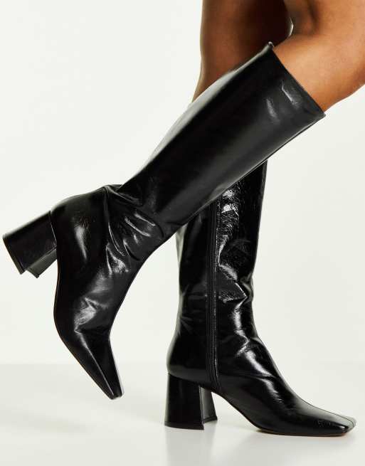 Black patent boots topshop online