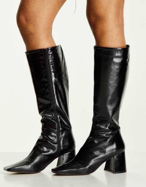 Topshop – Tula – Kniehohe Stiefel aus Leder in Schwarz , 4 von 4