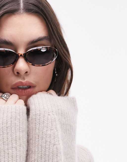 Topshop - Tulip - Occhiali da sole ovali arrotondati tartarugati, 4 di 4