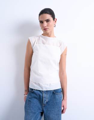 Topshop - Tunique sans manches double épaisseur - Ivoire-Blanc