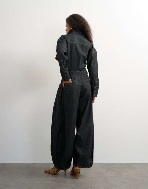 Topshop tuta jumpsuit cocoon in nero, 3 di 4