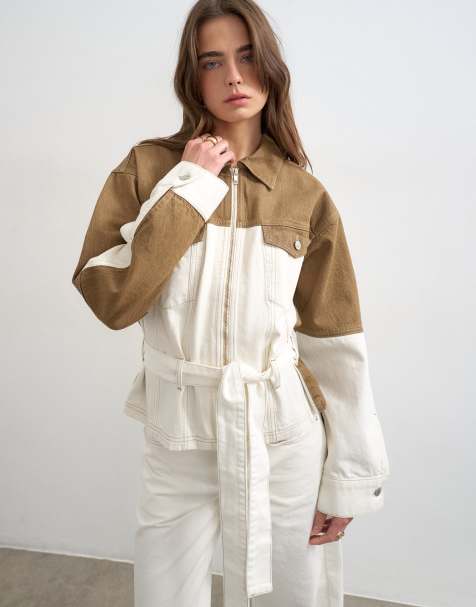 Topshop - Tweekleurige co-ord set in ecru en bruin - view 1