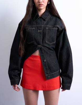 Topshop Twill Clean Skort In Red