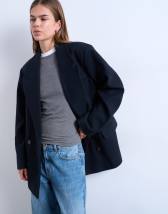 Topshop twill heritage blazer with wool in navy