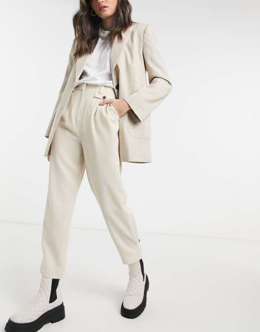 Topshop twill pants in cream