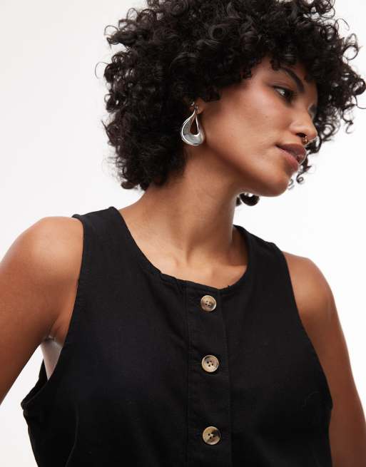 Topshop twill romper in black, 3 of 4