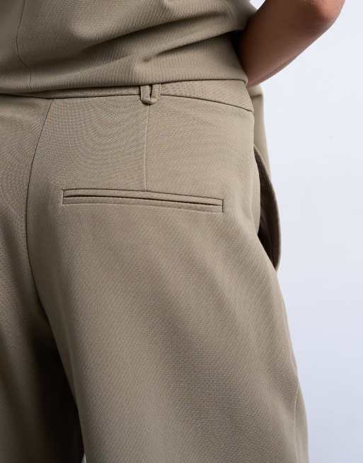 Topshop twill straight leg trouser in mushroom, 3 of 5