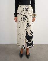 Topshop twill wrap tie detail maxi skirt in cow print