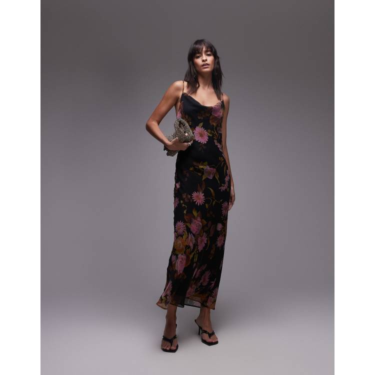 pink off the shoulder maxi dress Zubayda Pink Off Shoulder Maxi Dress with 3D Petals, M / Pink