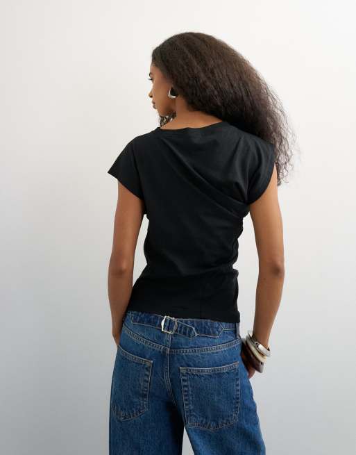 Topshop twist body tank in black, 4 of 4