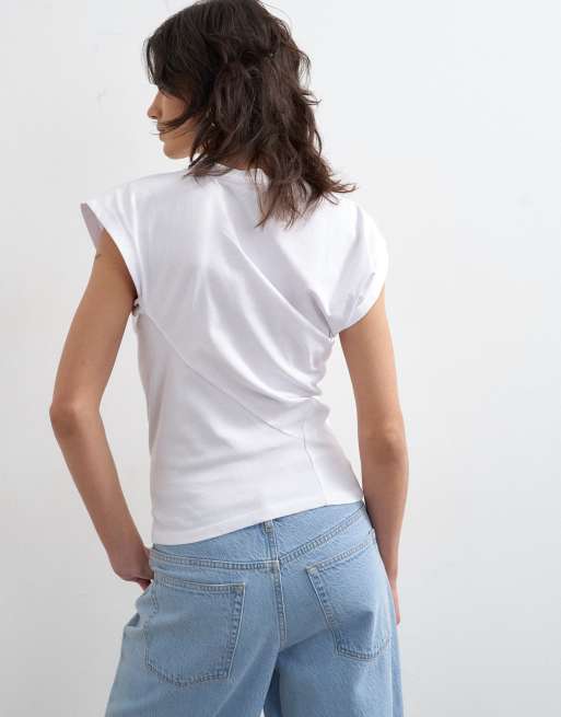 Topshop twist body top in white, 4 of 4