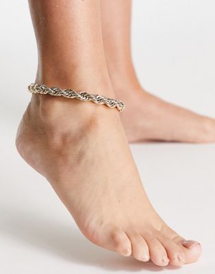 Topshop twist chain anklet in gold