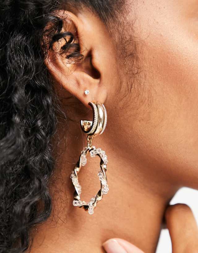 Topshop twist circle drop hoop earrings in gold