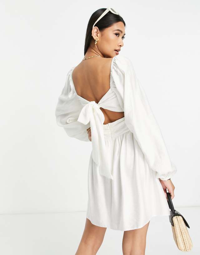 Topshop twist cut-out mini tea dress in ivory