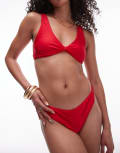 [Topshop] Topshop twist front bikini top in red shimmer 4 RED
