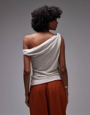 Topshop Twist Shoulder Asymmetric Woven Top