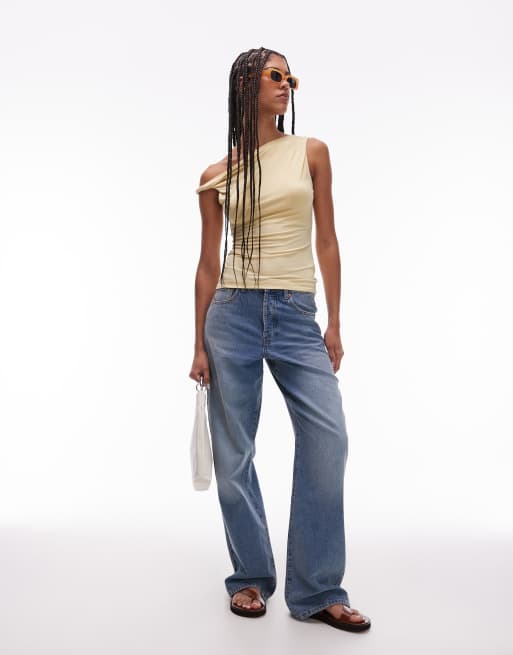 Topshop twist one shoulder top in buttermilk, 3 of 4