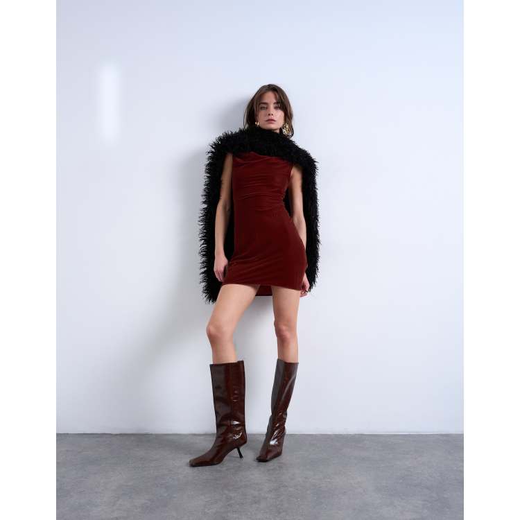 velvet cami dress Burnt Orange Inspired by our best Topshop twist shoulder Velvet Cami