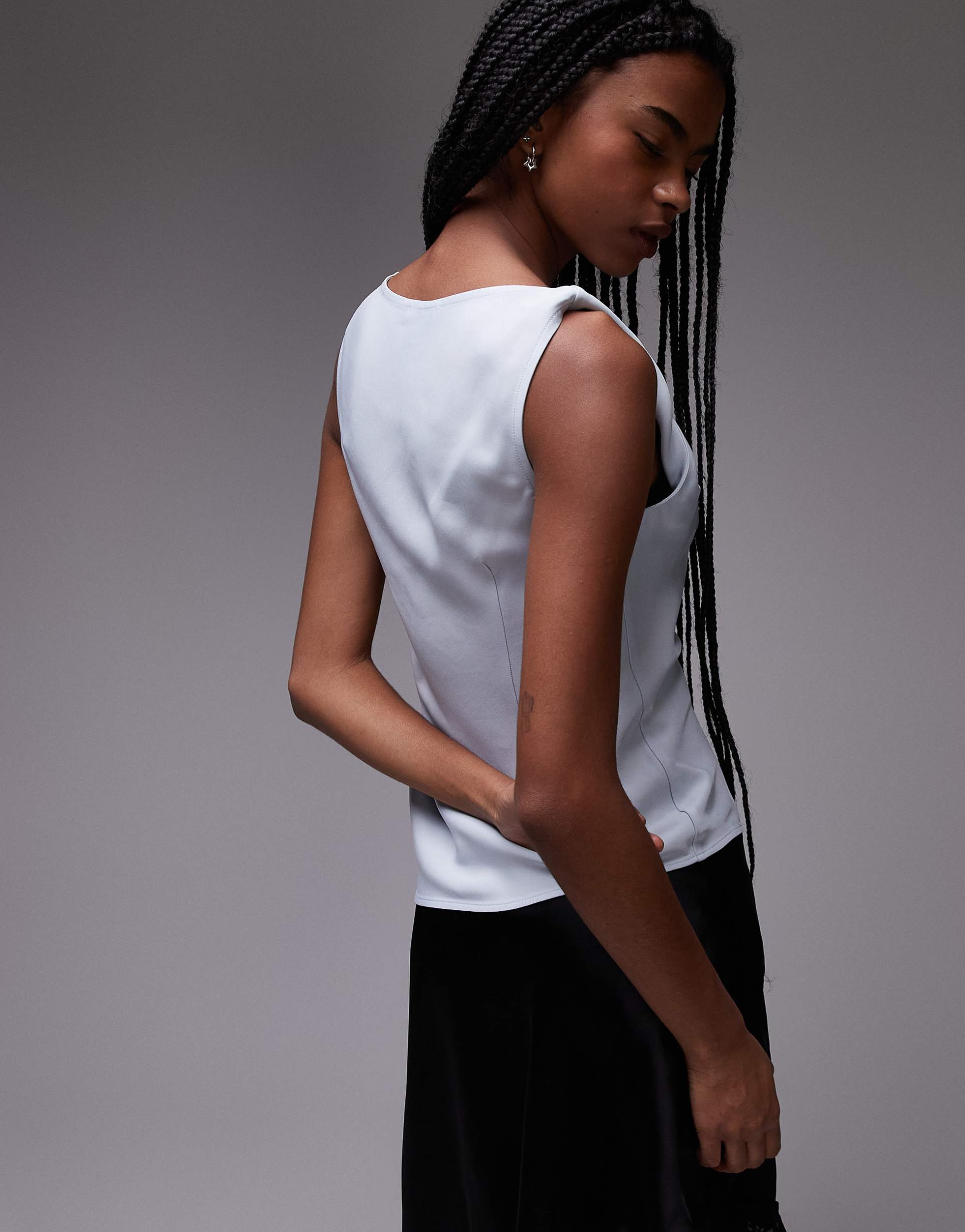 topshop twist strap sleeveless top in icy blue