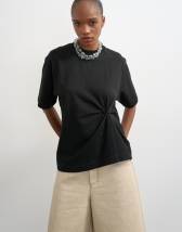 Topshop twist tuck tee in black