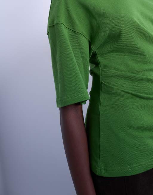 Topshop twisted detail t-shirt in green, 4 of 4