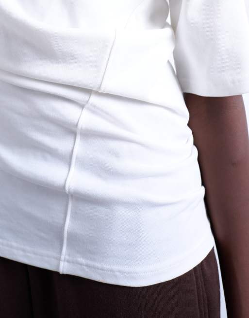 Topshop twisted detail t-shirt in ivory, 3 of 4