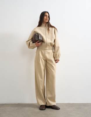 Topshop Twisted Seam Slim Pants In Neutral