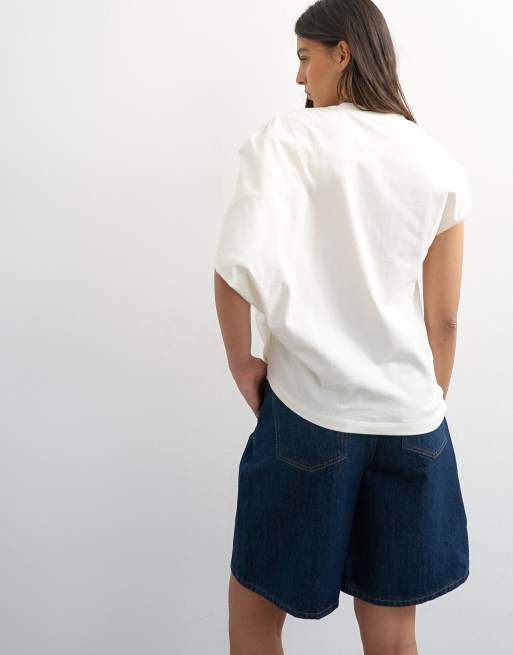 Topshop twisted shoulder top in ivory, 4 of 4