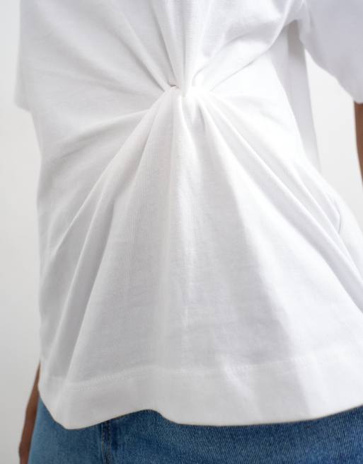 Topshop twisted tuck tee in white, 3 of 4