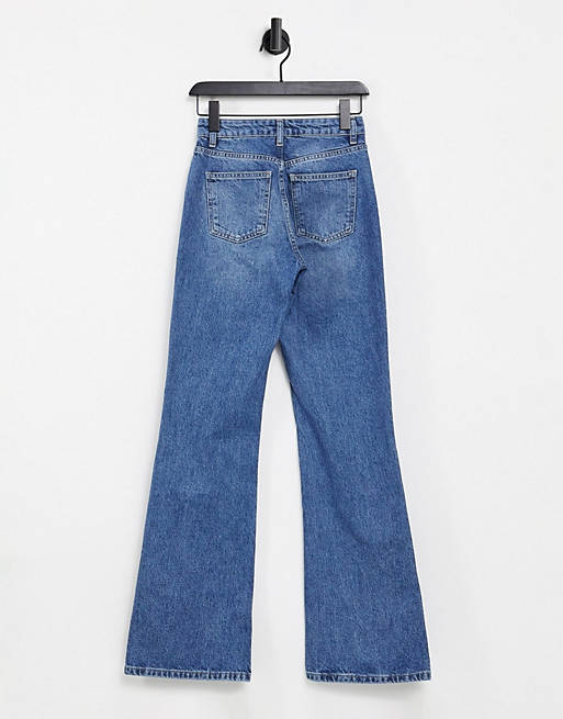 Women Topshop Two 90s flare jean in mid blue wash 
