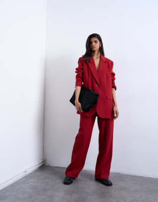 Topshop Two-button Relaxed Fit Blazer In Red