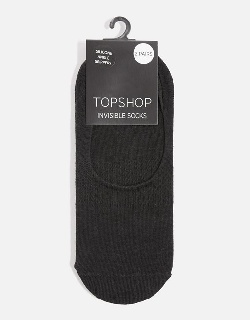 Topshop two-pack high cut footsie socks in black