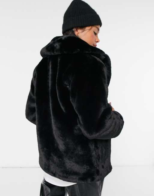 Topshop black faux store fur jacket