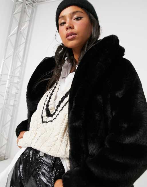 Two tone 2025 faux fur coat