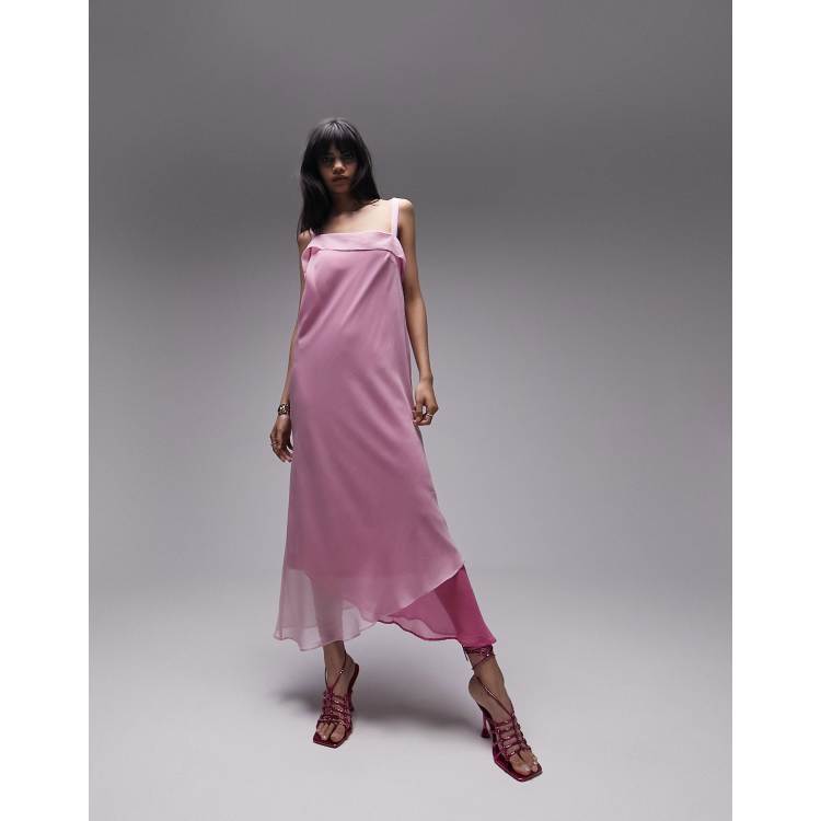 Topshop pink shop midi dress