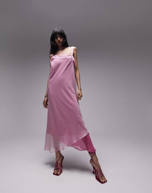 Pink slip dress clearance zara