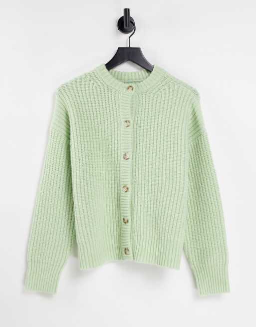 Topshop - Ultimate - Cardigan in maglia girocollo verde