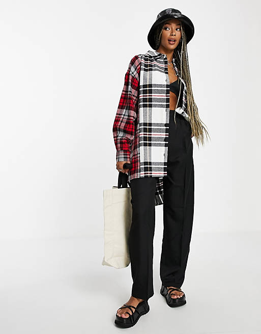  Shirts & Blouses/Topshop ultimate drop hem check shirt in red 