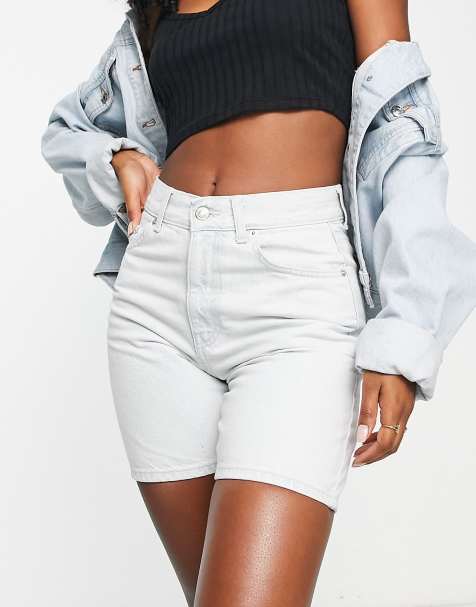 Topshop ultimate Editor denim short in super bleach - view 1