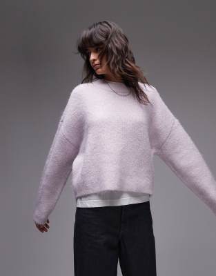 Topshop - Ultimate - Flauschiger Strickpullover in Flieder mit lockerem Schnitt-Bunt